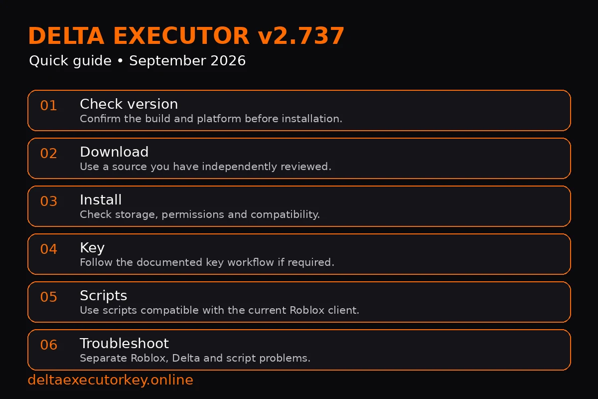 Delta Executor v2.737 quick guide infographic