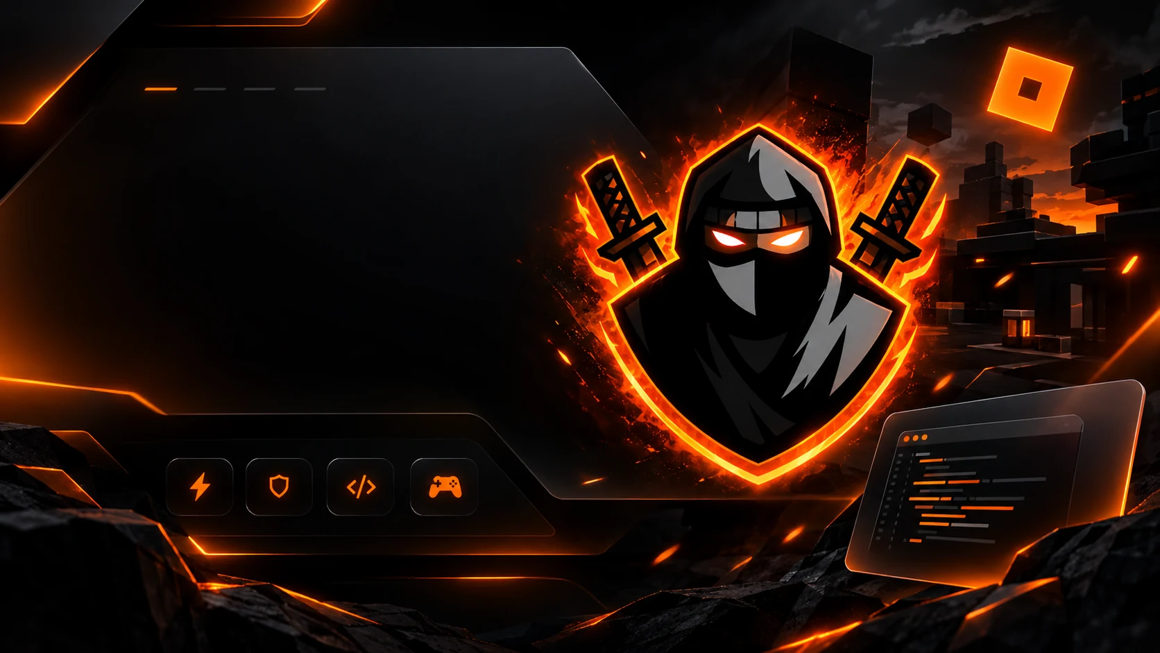 Delta Executor dark orange gaming interface